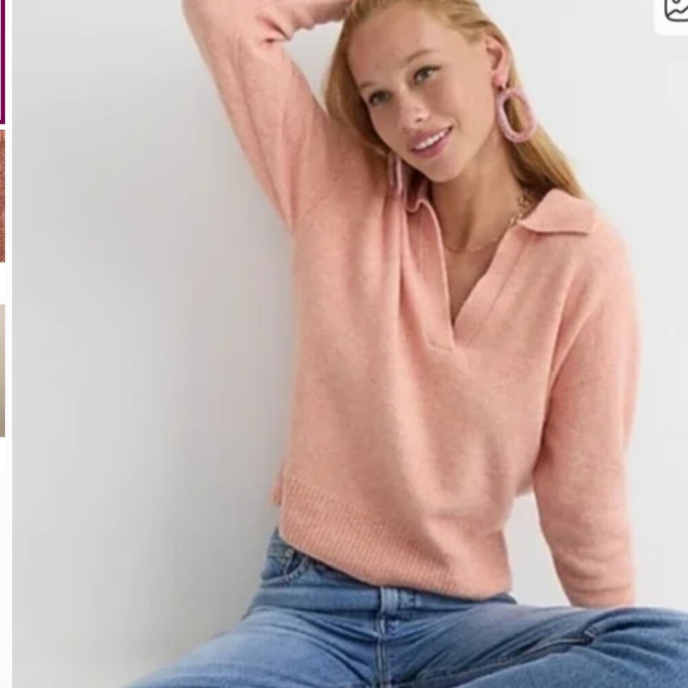 J. Crew Collared V-neck sweater in Supersoft yarn In Carnation (pink) Size M